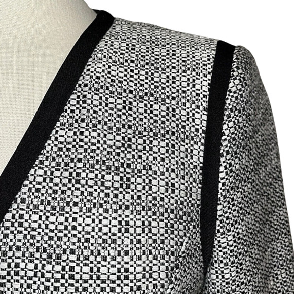 White House Black Market Contrast Tweed Zip Blazer Jacket Size 10 - Picture 7 of 7